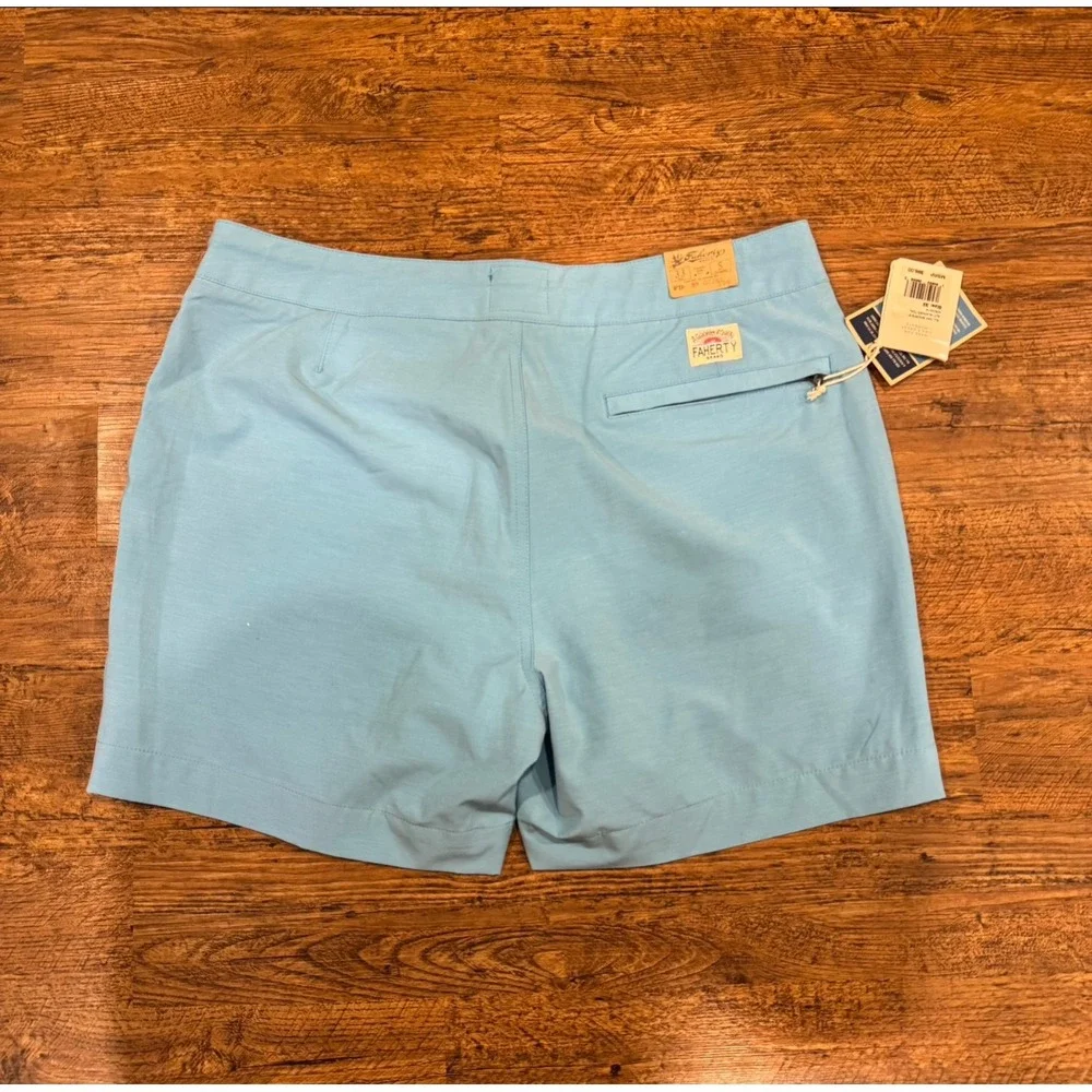 Faherty Summer Blue Teal Performance Casual Golf Chino All Day Shorts Men's 33x5